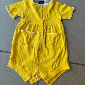 Honors Baby Vintage Yellow Polka Dot Romper